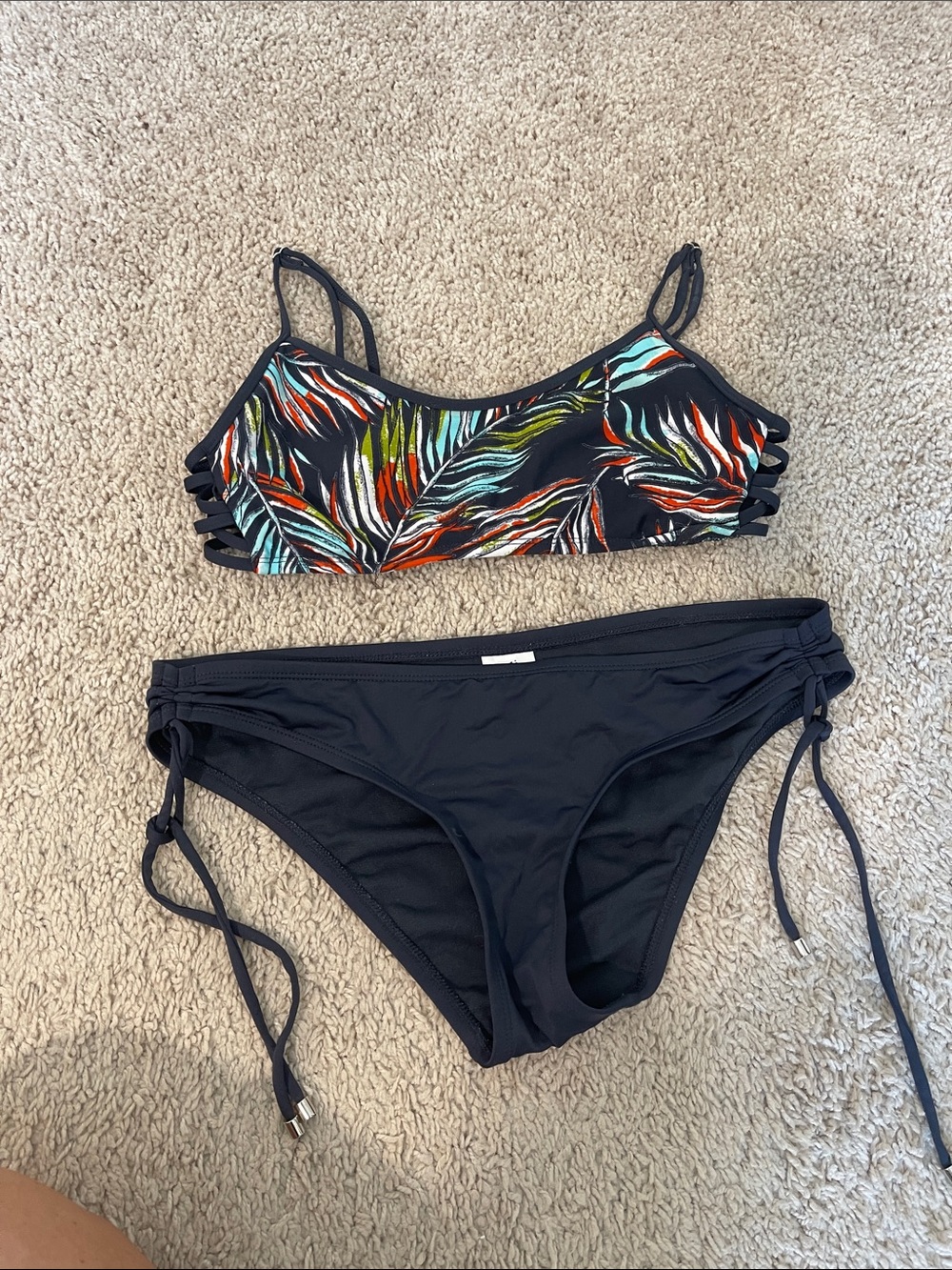 Target Black Tropical Leaf Print Bikini Set